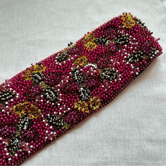 New Zara Purple Beaded Sash Belt 7521/037 Size 30 - Picture 7 of 11